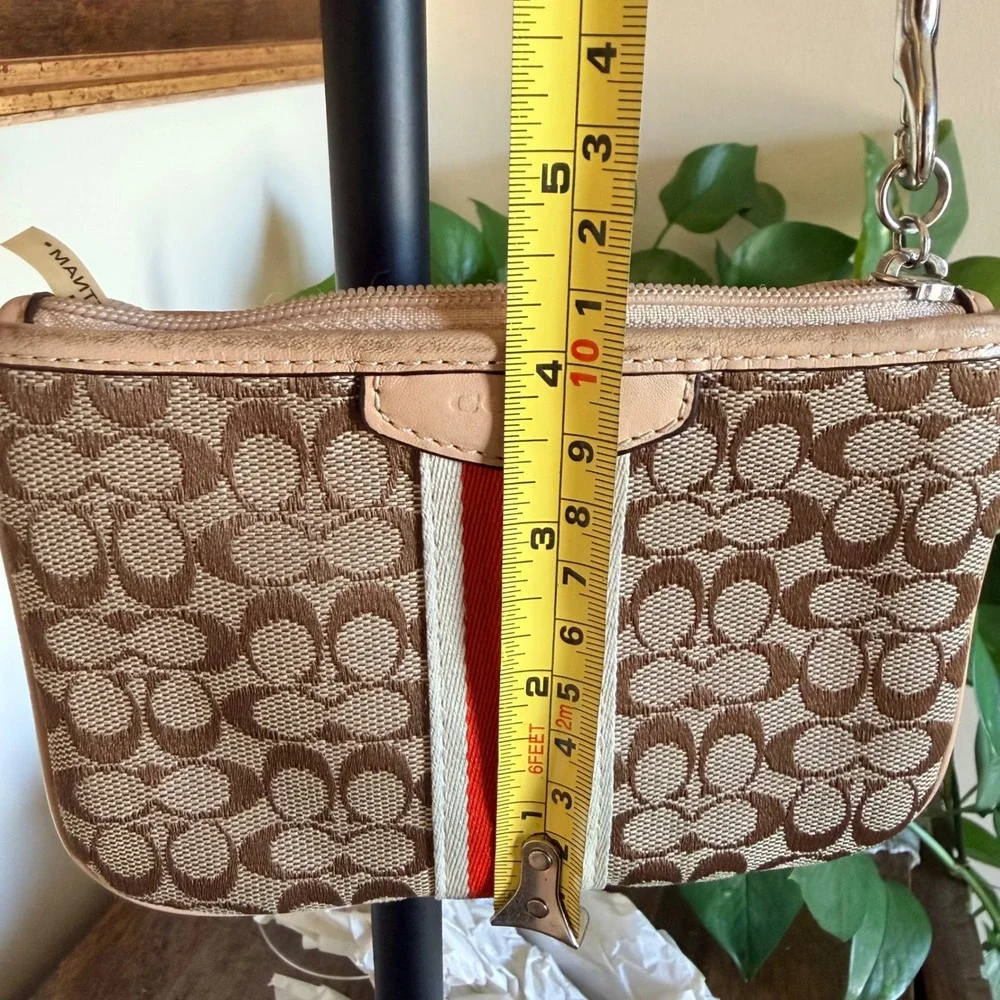 Coach Signature C Wristlet Orange Brown Racing Stripe Y2K Preppy Classic